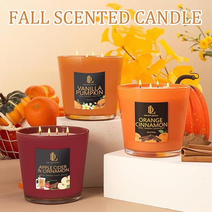 Large Candle Vanilla Pumpkin Scented, 4 Wick Natural Soy Candles for Home Scented, 30oz Big Candle Long Lasting, Home Aromatherapy Candles Housewarming Valentine's Day Gift for Women Men