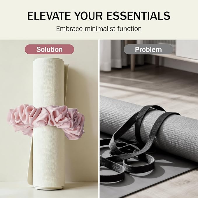 Slim Panda Yoga Mat Scrunchie, Secures Your Mat In Style & Cute, Durable Stretchable Velvet Fabric Yoga Mat Carrying Strap Fits All Standard Yoga Mats (mat not included)