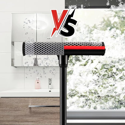 Professional 8.1" 2 in 1 Window Squeegee with 16" Long Handle,Car Squeegee for Gas Station,Home,Car，Glass,Shower,Outdoor High Window Cleaning