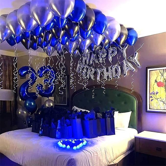 Navy Blue Number 3 Balloon, 40In Large Dark Blue Foil Number Balloons Set 0-9 for Women, Self Inflating Royal Blue Digital 3 Helium Balloon for Boys 3rd Birthday Party Decorations Supplies