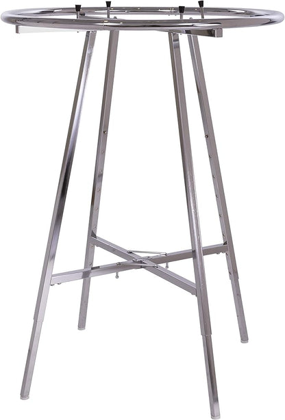 Econoco 36-Inch Folding Round Garment Rack, Adjustable 48–66″ Height Retail Display, Chrome Finish
