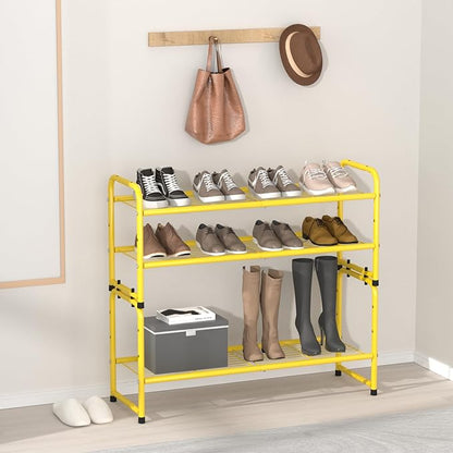 SUFAUY 2-Tier 33" Wide Shoe Rack, Closet Metal Shoe Rack Organizer Heavy Duty, Stackable, Gold