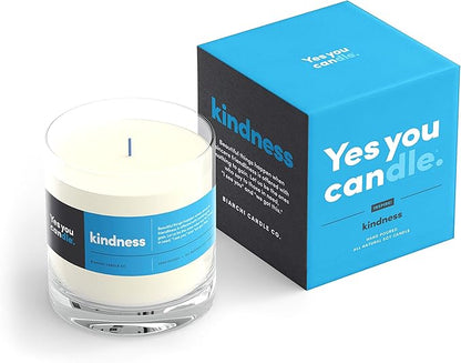 Kindness, Inspirational 8oz Highly-Scented Soy Candle, Made in USA, Great Message, Pure Essential Oils, Aromatherapy, 100% Pure, Bergamot & Eucalyptus