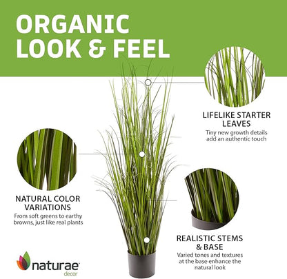 Naturae Decor 47” Tall Realistic Artificial Grass, Outdoor & Indoor Potted Plant – Fake Grass Decor for Home, Office & Patio, Durable & Low-Maintenance