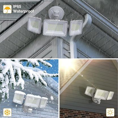 Onforu 100W LED Security Lights Motion Sensor Light Outdoor, 9000LM Ultra Bright, 6000K, IP65 Waterproof Flood Light Motion Detector with 3 Head, Exterior Floodlight Wall Light for Entryway, Garage