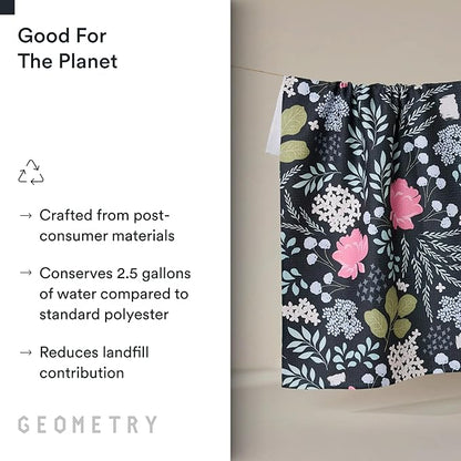 GEOMETRY Kitchen Tea Towels - Quick Dry Microfiber Dish Towels for Kitchen Pretty Petals, 18" x 30" 2 Pack