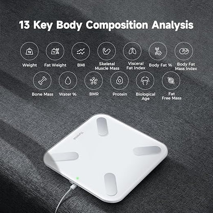 Yunmai Smart Scale with BMI, Body Fat, Muscle Mass, Digital Weight Body Fat Scale Mini, 13 Body Composition Scale Bluetooth Health Apps Compatible, Rechargeable 400lb