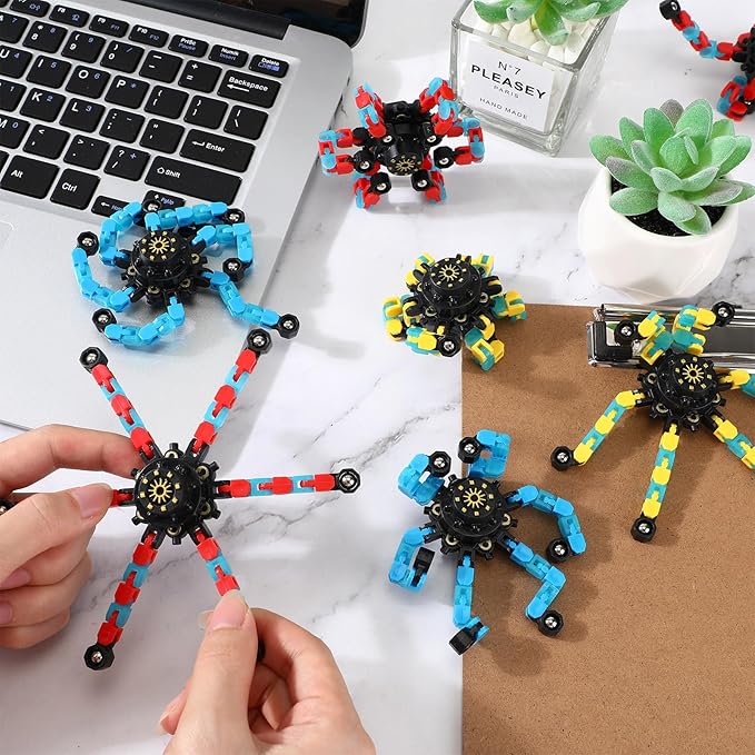 Jerify 40 Pack Funny Sensory Fidget Toy Transformable Chain Robot Finger Toy DIY Robot Mechanical Spinners Stress Relief Autistic Gifts for Adult Teen Prize Stuffer Party Favor(Luminous,Novel Color)