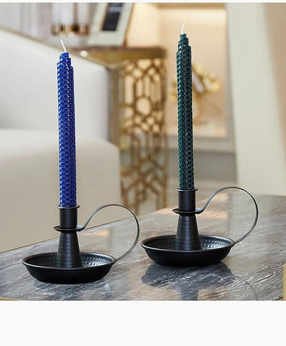 Retro Iron Taper Candle Holder，Black Candlestick Holders Candlelight Stand for Farmhouse Decor Home Wedding Party Table Decoration（2pcs）