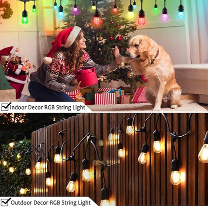 EMANER Outdoor String Lights Color Changing, 96ft Wi-Fi APP String Light Music Sync with Remote, Alexa Google Home Compatible, Infinite Color Smart String Light Dimmable for Halloween Decoration