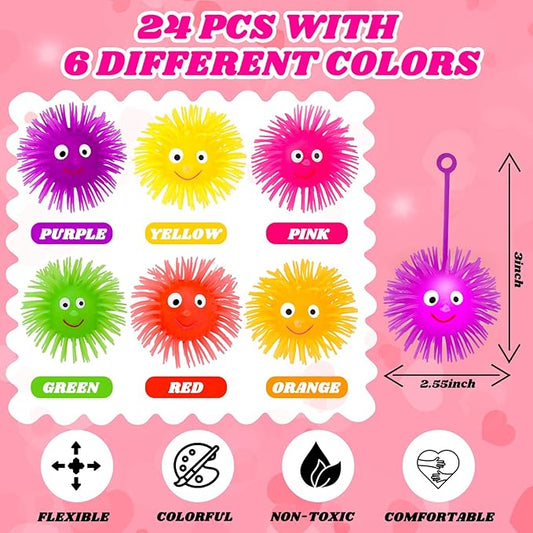 24 PCS Light Up Balls Valentines Day Gifts for Kids Light Up Party Favors for Kids Classroom Valentines Goodie Bags Stuffers Prizes LED Puffer Balls Pinata Bulk Toys New Year Eve Party Supplies