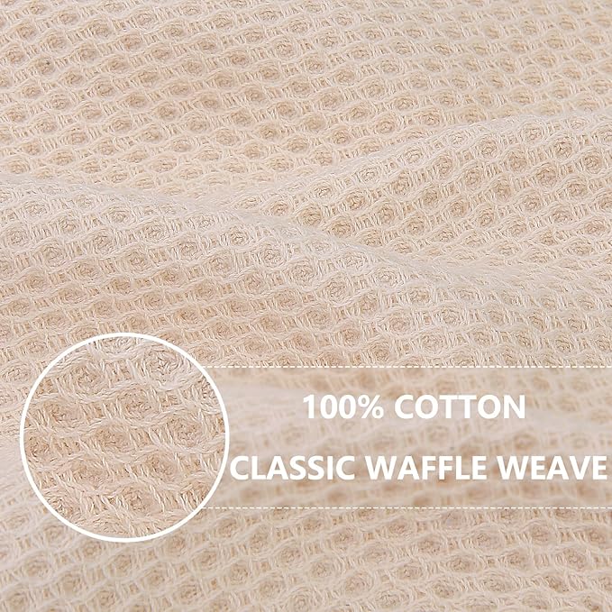 Homaxy 100% Cotton Kitchen Towels and Dishcloths Set, Large 12 x 12 Inches and 20 x 28 Inches, Set of 8 Bulk Kitchen Towels Set, Ultra Soft Absorbent Dish Cloths for Washing Dishes, Beige