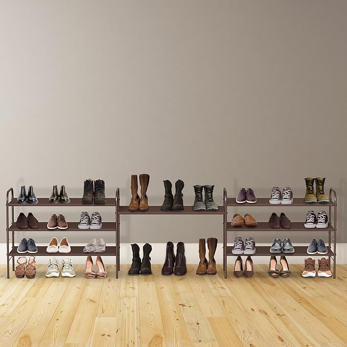 Simple Houseware 3-Tier Shoe Rack Storage Organizer, Bronze – Space-Saving Shoe Shelf, Holds 9–16 Pairs, Sturdy Metal Frame, Easy Assembly – Closet, Entryway, Bedroom Shoe Storage Solution