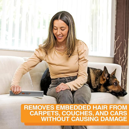 FurDozer Pet Hair Remover & Auto Detailing Tools - Cat & Dog Hair Remover for Carpets, Car Interiors, Couches, Bedding, & Pet Furniture (Gray, X3 MEGA - 10" Long)