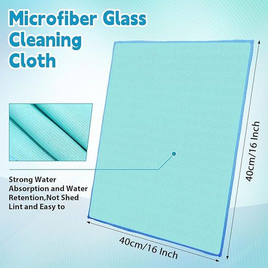 Maxcheck 24 Pack Magic Cleaning Cloth, 16 x 16 Inch Microfiber Glass Cleaning Cloths Reusable Lint Free Microfiber Towels for Kitchen Dish, Windows, Mirror, Glass, Car(Green)