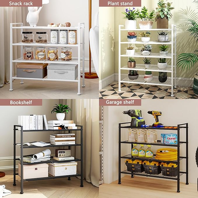 5 Tier Shoe Rack,Metal Shoe Storage Organizer Shelf for Closet,Entryway, Garage,Narrow Space(White, 5 Tier)
