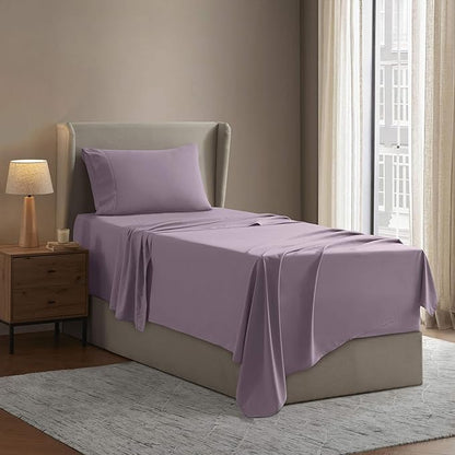 Nestl Twin Sheet Set - 1800 Ultra-Soft Microfiber Twin Bed Sheets - Double Brushed - Deep Pockets - Easy Fit - Extra Soft - 3 Piece Set - Bedding Sheets & Pillowcases (Twin, Grayish Purple)
