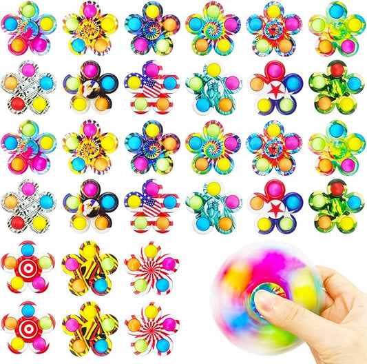30 Fidget Spinners Toys, Party Favors Gifts for Kid,Pop Fidget Spinner Pack Bulk, Little Sensory Fidget Toys Pack, Classroom Prizes for Girls Boys Students (30 Fidget Spinners)