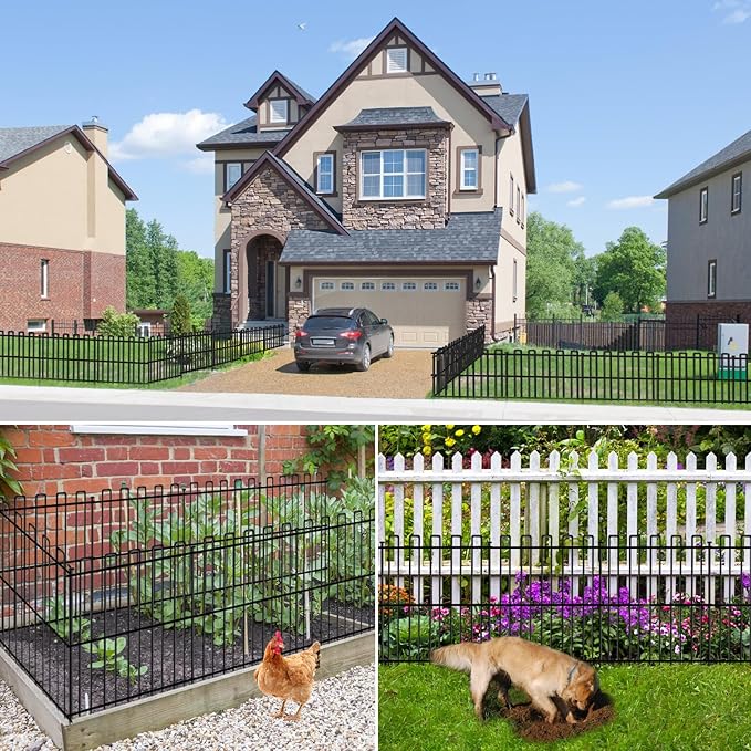 15 Panels No Dig Animal Barrier Fence, 32in(H) x 30ft(L) Garden Edging Border Fencing, Rustproof Metal Stakes Decorative Garden Fence, Dog Digging Defense Fencing Barrier for Outdoor, Yard, Patio