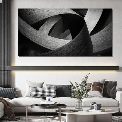 JuhaiArt Abstract Wall Art Gray Wall Decor Black Picture Canvas for Living Room Bedroom Office 29" x 59" Lines Artwork Poster