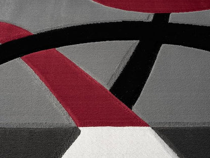 Ultra Soft Area Rug - Modern Abstract Design for Living Room & Bedroom - Foldable, Stain Resistant, Easy to Clean - (8x11, Red)