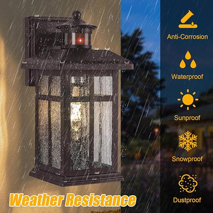 2 Packs Motion Sensor Outdoor Lights- Outdoor Porch Lights Light Fixtures Motion Sensor Bronze, Porch Lights Outdoor Bronze, Exterior Lights for House, Garage, Door