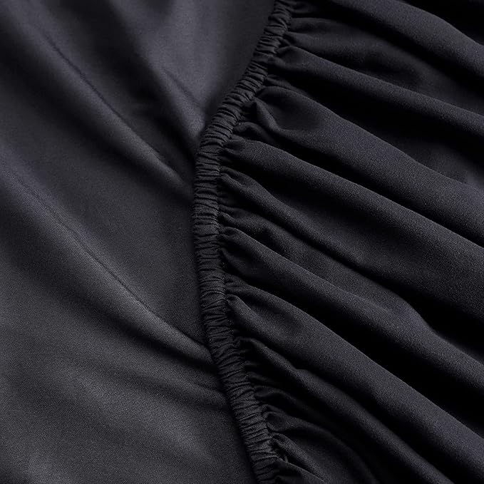 Serta Simply Clean Super Soft Hypoallergenic Stain Resistant Deep Pocket 3 Pieces Solid Bed Sheet Set, Twin XL, Black