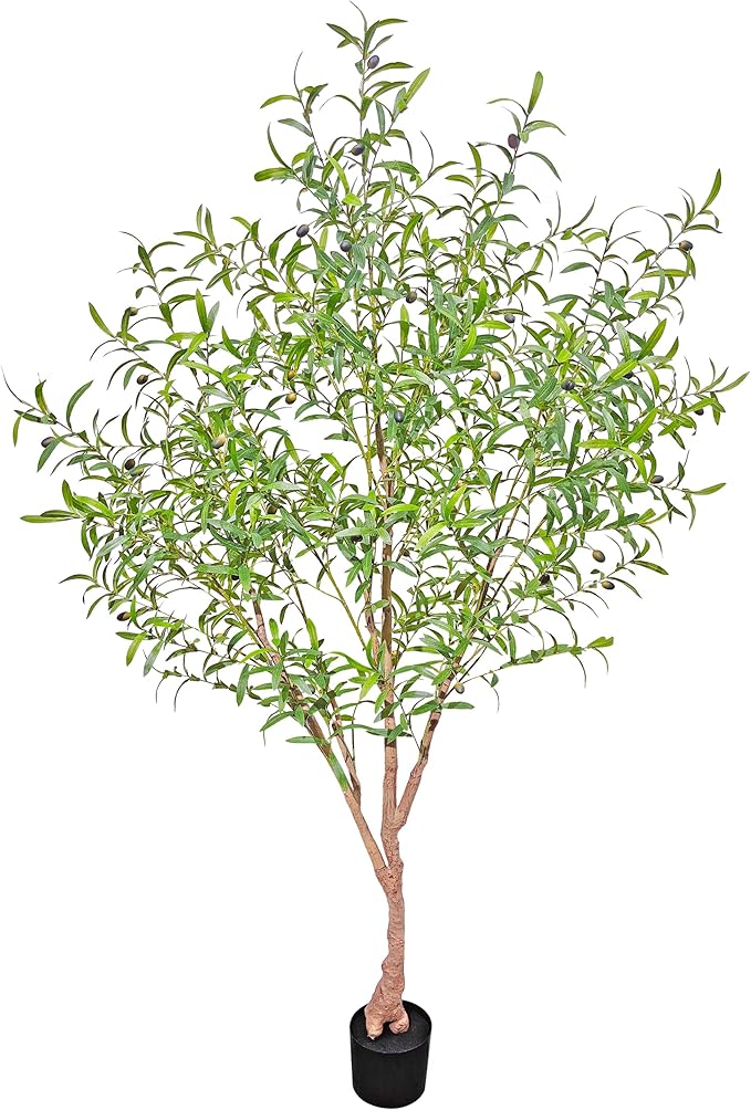 Fake Tree Faux Olive Tree Artificial Olive Trees Artificial Indoor 6.3 Feet Realistic Potted Silk Indoor Large Fruit for Home Offices, Living Rooms, Bedrooms, Stairs and Foyer Decor
