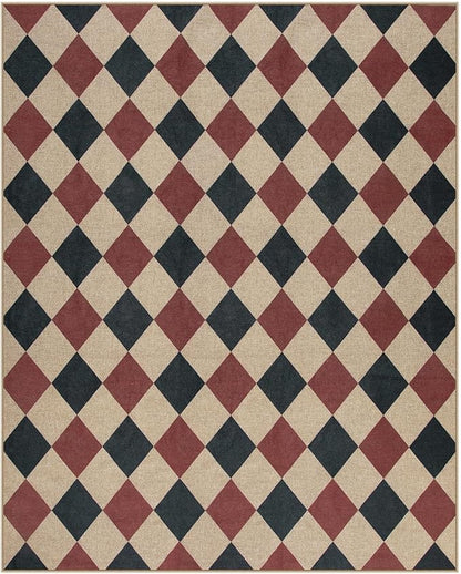 Lahome Christmas Rugs for Living Room, 8x10 Christmas Decorations Red and Black Rug, Checkered Outdoor Non Slip Non Shedding Xmas Decor for Bedroom Dining Room Deck