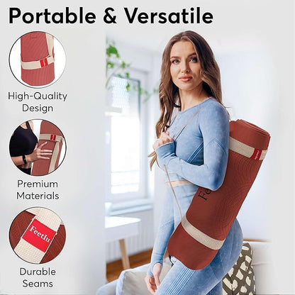Extra Thick 12mm Exercise Mat – Non-Slip, Joint-Friendly & Cushioned Fitness Mat for Yoga, Pilates & Floor Workouts – Durable, Supportive & Includes Feetlu Classic Strap
