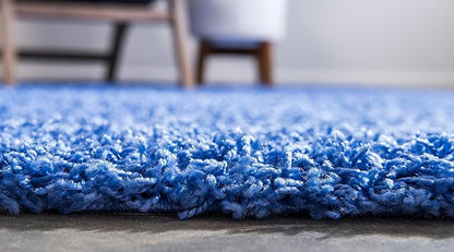 Unique Loom Solid Shag Collection Area Rug (2' 7" x 19' 8" Runner, Periwinkle Blue)