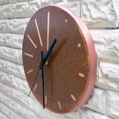 Handmade Pure Copper Wall Clock for Home Decoration, Decor Clock for Living Room, Bedroom and Kitchen, Rustic Decorative Mural Clock Art for Farmhouse (Lines of Time, 17.7)