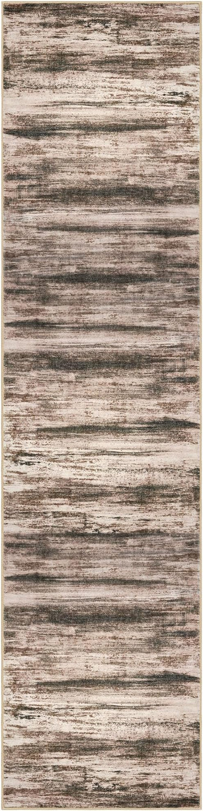 KOZYFLY Modern Abstract Kitchen Runner Rug, 2x8 Washable Rug Runner Non-Slip Soft Hallway Runner Rugs, Print Blush Brown Carpet Runner for Entryway Bathroom Laundry Room Foyer