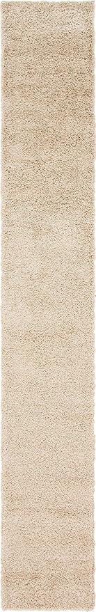 Unique Loom Solid Shag Collection Area Rug (2' 6" x 16' 5" Runner, Taupe)