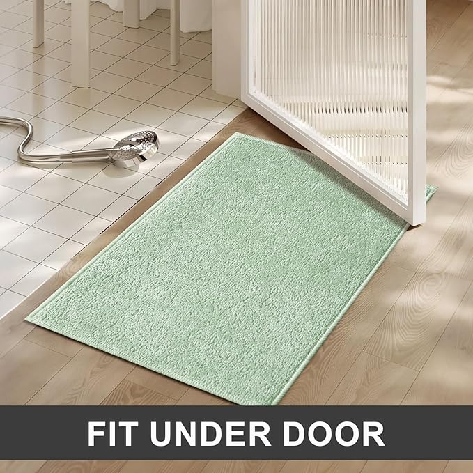 Bath Mat-Non-Slip Bathroom Floor Mats-Absorbent Quick Dry Low Pile Bathroom Rugs Fit Under Door-Bath Rug for Sink,Bathtub,Shower Room,20"×32",Sage Green