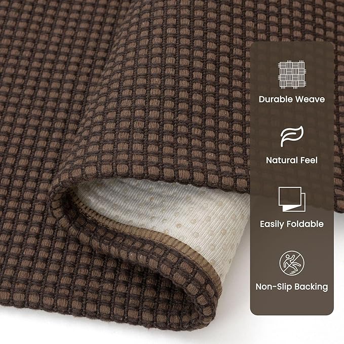 Braided Runner Rug 3x12 Ft Washable Runners for Hallways Non Slip Rubber Backed Kitchen Runners Cotton Long Entryway Runner Indoor, Woven Carpet for Hall Kitchen Entryway, Brown