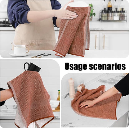 Homaxy Premium Kitchen Towels(18”x 28”, 6 Pack), Large Cotton Kitchen Hand Towels, Flat and Terry Dish Towels, 380 GSM Highly Absorbent Tea Towel Set with Hanging Loop, Rust
