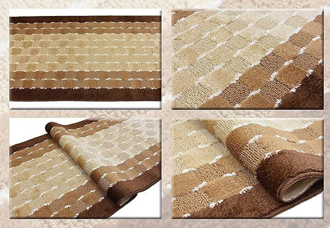 Custom Cut Hallway Runner Rug, Slip Resistant, 31 Inch Wide X Your Choice of Length, Checkered Brown, 31 Inch X 11 feet