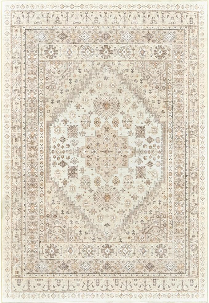 zesthome 8x10 Area Rugs for Living Room,Non-Slip Backing Washable Rugs,Vintage Large Area Rug，Stain Resistant Home Decor Rug