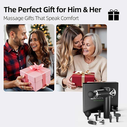Massage Gun Deep Tissue, Muscle Massage Gun Portable Percussion Massager with 6 Speeds & 8 Attachments for Pain Relief, Gift for Men Women, Black