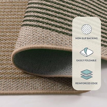 Lahome Modern Rainbow Round Rug, 6ft Easy Jute Circle Patio Rug Washable Indoor Outdoor Rugs for Living Room, Farmhouse Natural Round Area Rug Contemporary Carpet for Entryway Backyard