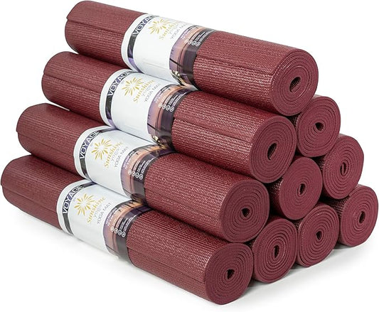 Sunshine Yoga Voyage Yoga Mat, 10 Pack, 72" x 24" Professional Studio and Gym Bulk Yoga Mats, 5mm Thick, Durable, Anti-Tear, Non Slip Fitness and Exercise Mats