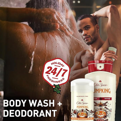 Old Spice Aluminum Free Deodorant for Men, Holidudes Limited Edition, 24/7 Holiday Freshness, Odor Protection, Stocking Stuffer, PumpKing Pumpkin Spice Scent, 3.0 oz