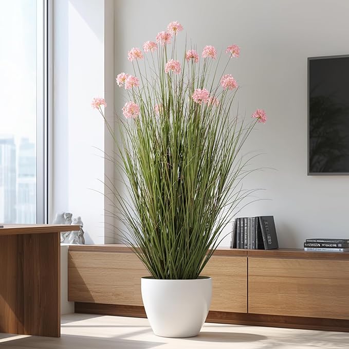 57in Lifelike Artificial Tall Grass Plant with 19 Lifelike Dandelion Flower and Non-Toxic,odorless Fake Tall Frass Plant Fake Plants for Indoor Decoration,Home Decor