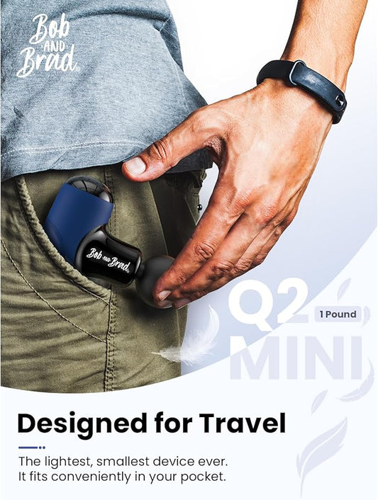 BOB AND BRAD Q2 Mini Massage Gun, Pocket-Sized Deep Tissue Massager, Portable Percussion Muscle Massager, Ultra Small & Quiet Muscle Massage Gun with Carry Case - Blue