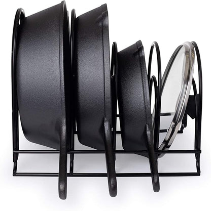 Cuisinel Heavy Duty Pots and Pans Organizer Rack - 12.2"-Inch Tall - 5 Tier Rack - Holds 50 LB - Cast Iron Skillets, Griddles, Shallow Cookware - Space Saving Kitchen Storage - No Assembly Required