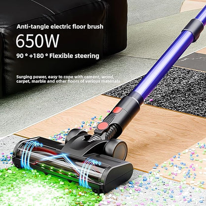 Cordless Vacuum Cleaner, 650W 40KPA 60 Mins Vacuum Cleaners for Home, Self-Standing Cordless Vacuum with Charging Dock Station, LED Display, Upgraded Anti-Tangle Stick Vacuum for Pet Hair/Carpet/Floor