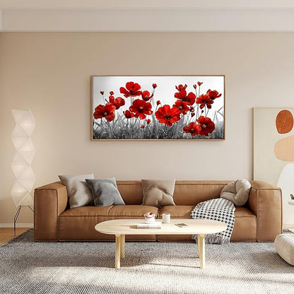 YYYYHPP WKYP2375 Canvas Wall art Black and White Plant Red Flower Canvas Print Wall Art Painting for Living Room Bedroom Kitchen Home and Office Wall Decor