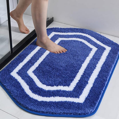 COSY HOMEER Extra Thick Bath Linen Sets Rugs - Anti-Slip Bath Mats Soft Plush 100% Strong Polyester Living Room Bathroom Water Absorbent(Blue,20x32 - Inches)