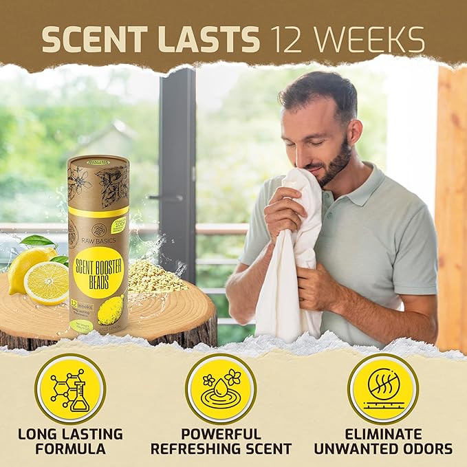 Scent Boosters for Washer, Wild Lemon Aroma - Bulk Laundry Booster Beads and Fabric Smell Deodorizer - In Wash Odor Eliminator Pods for Fresh Scented Clothes (Pack of 2)